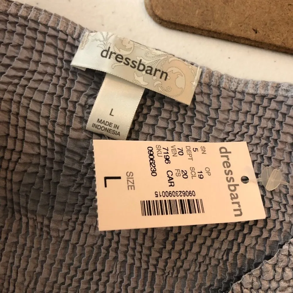 DressBarn Womens Tank Top Popcorn Knit Sleeveless Stretch Scoop Neck Gray L - Image 3