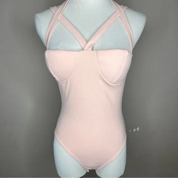 Missguided Harness Strap Bodysuit Nude - Image 2