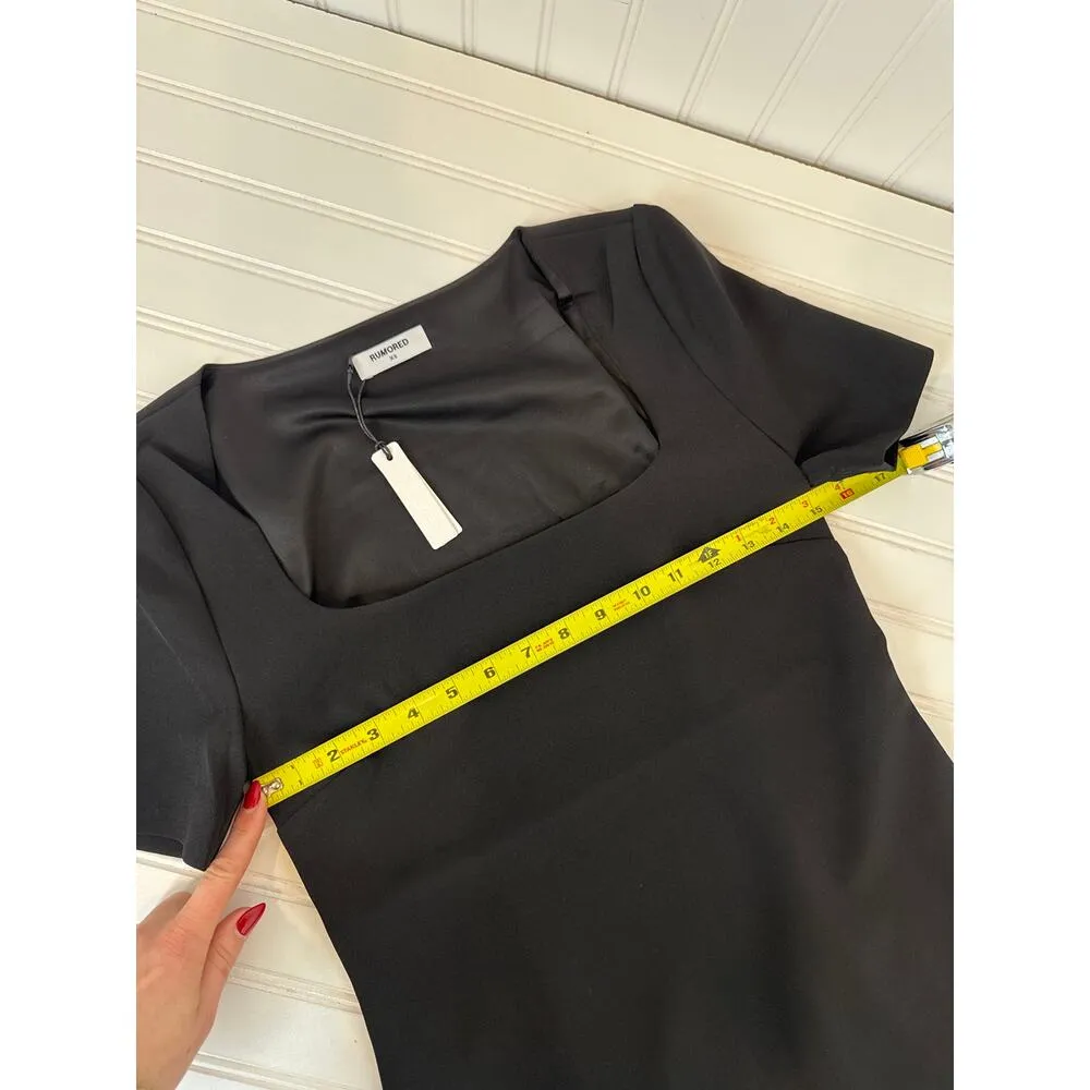 NWT Rumored Mod Mini Dress Black Squared Neck LBD Short Sleeve Party Cocktail XS - Image 7