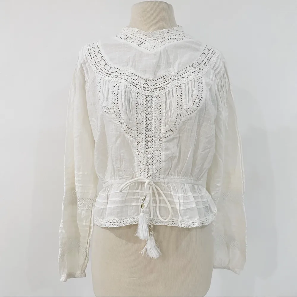 Marea 100% cotton Victorian blouse in off - Image 2
