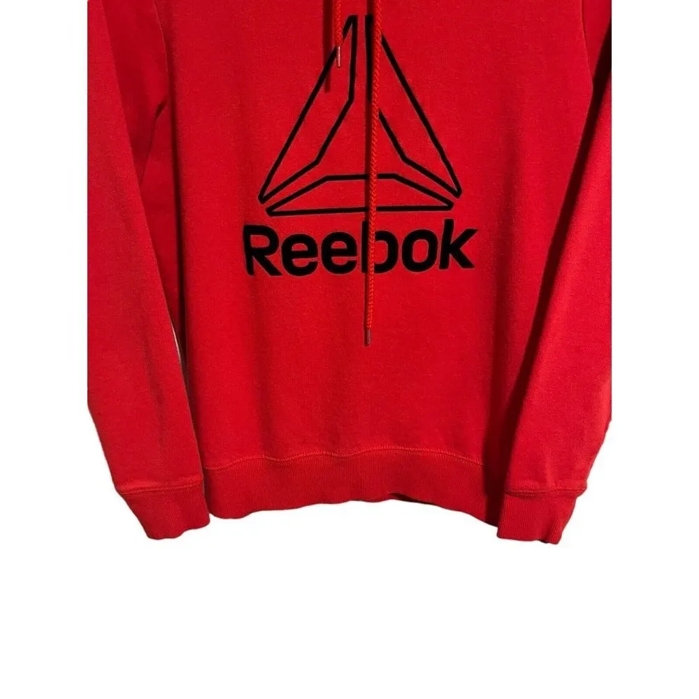 Reebok Hoodie Womens Large Red Jacket Fleece No Pocket Slit Side Pull Over - Image 4