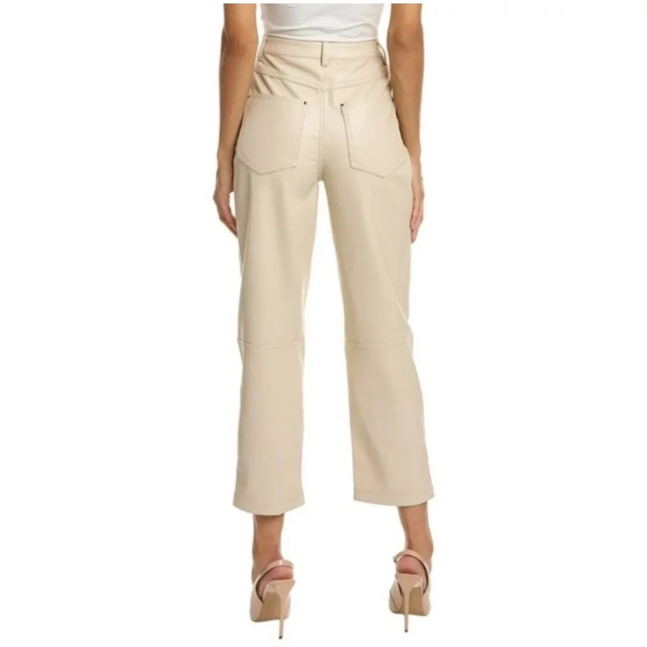 New! Ted Baker London Plaider Faux‎ Leather Panel Crop Trousers  Sz 2/4 $225 - Image 2