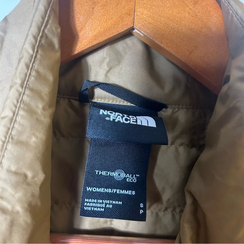 The North Face Thermoball Eco Puffer Jacket Quilted Winter Coat Brown Tan Size S - Image 5