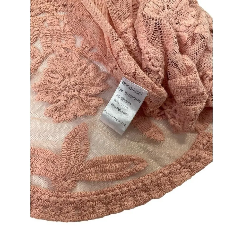 Anna Kaci Cover Up One Size Fits M/L Beach Summer Festival Pink Oversized 16-264 - Image 7