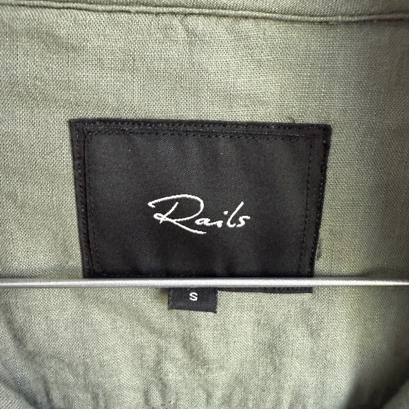 Rails Olive Green Linen‎ Hooded Utility Anorak Jacket sz S Outdoors Military - Image 4