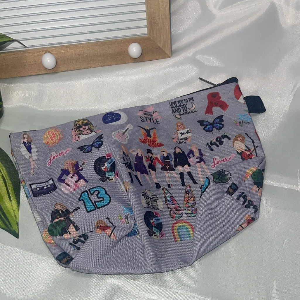 Taylor Swift Inspired Zipper Pouch Makeup Bag Cosmetic Case Eras Tour Style Purple - Image 2