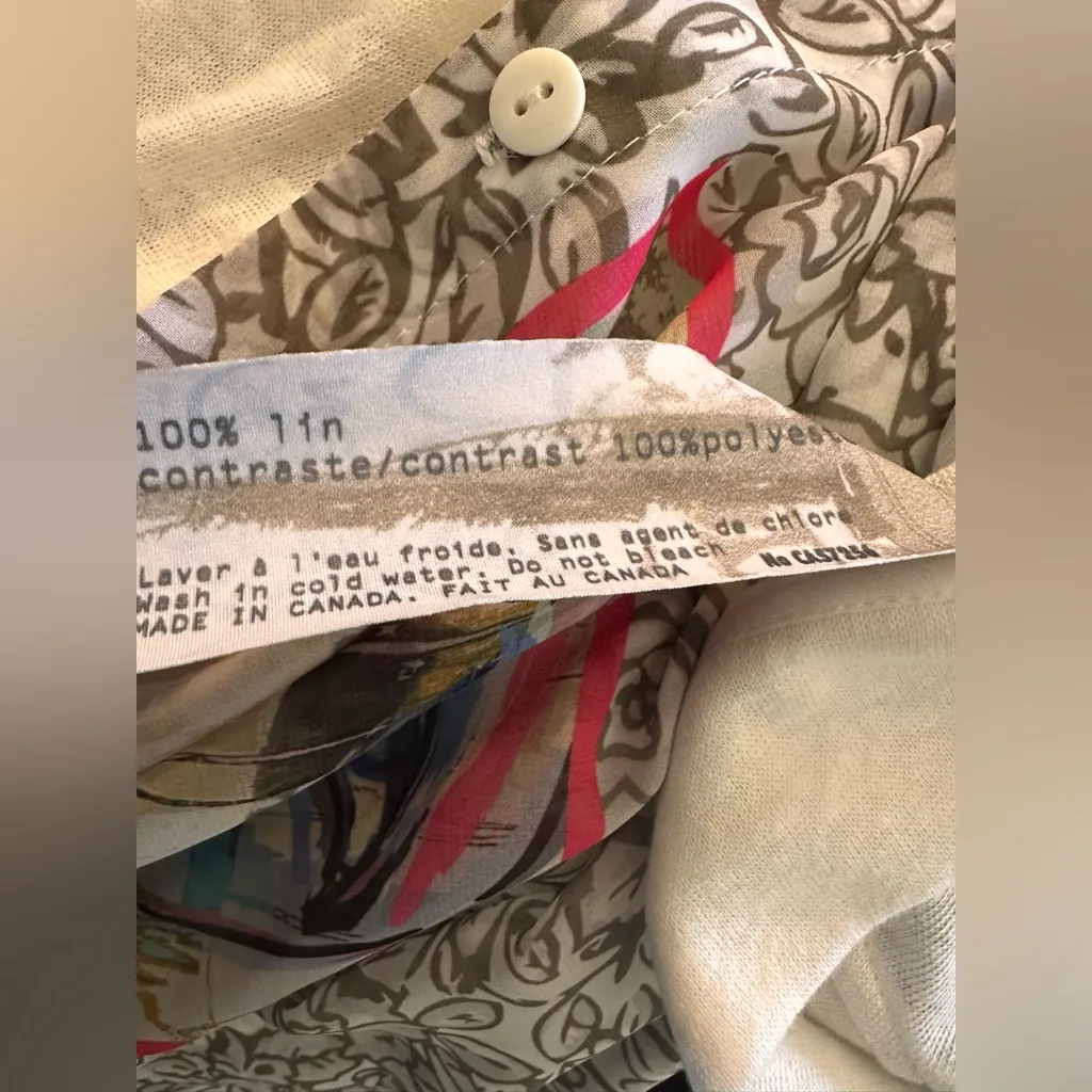 Volt Design Abstract Front Design Sheer Chemise Button Down Tunic Shirt NWOT White Size 6 - Image 5