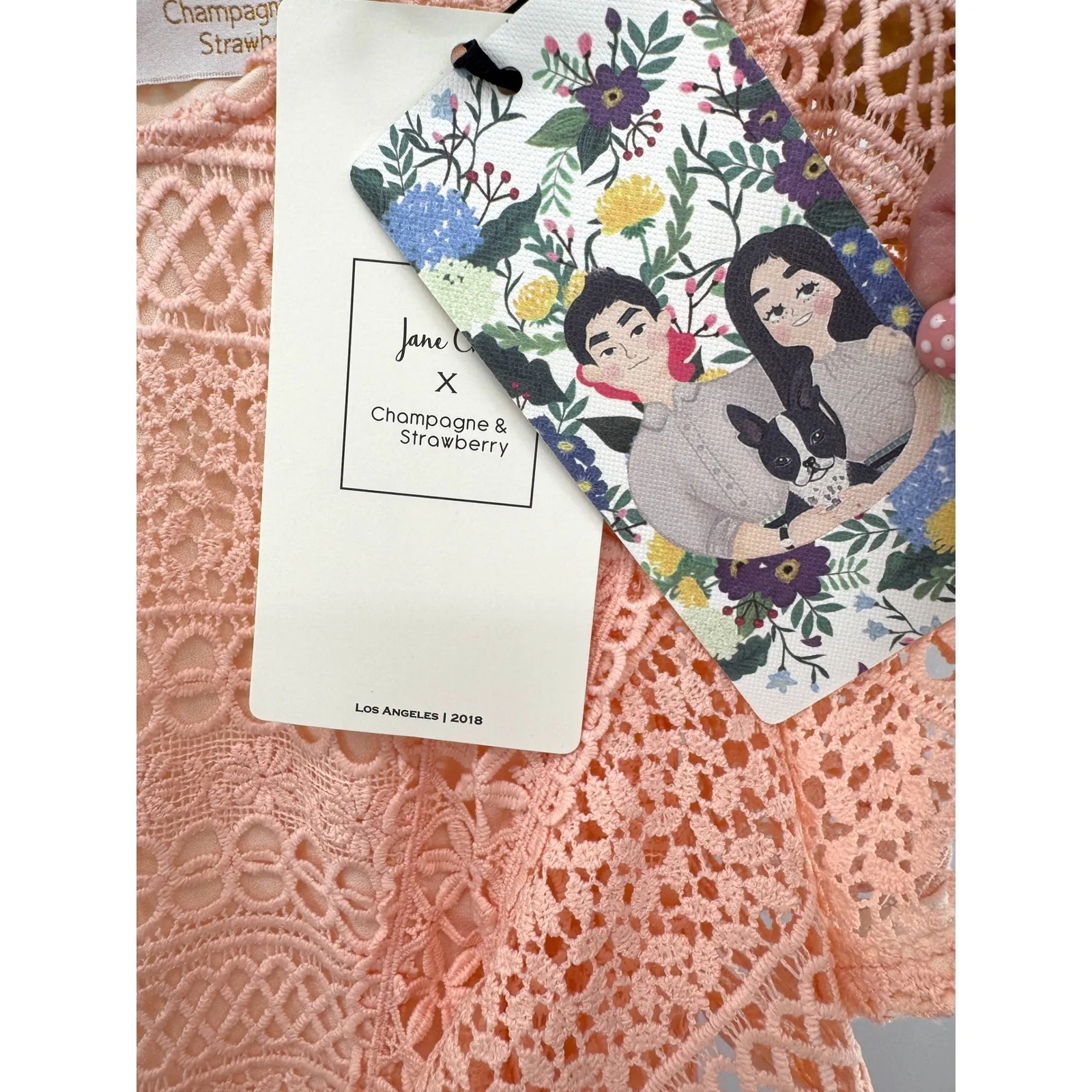 Champagne & Strawberry Jane Choi Lace‎ Flutter Sleeve Midi Dress Women S Pink - Image 4