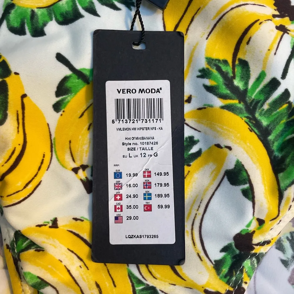 VERO MODA Banana Print High Waisted Bikini Swim Bottoms Size L (12) NWT - Image 5