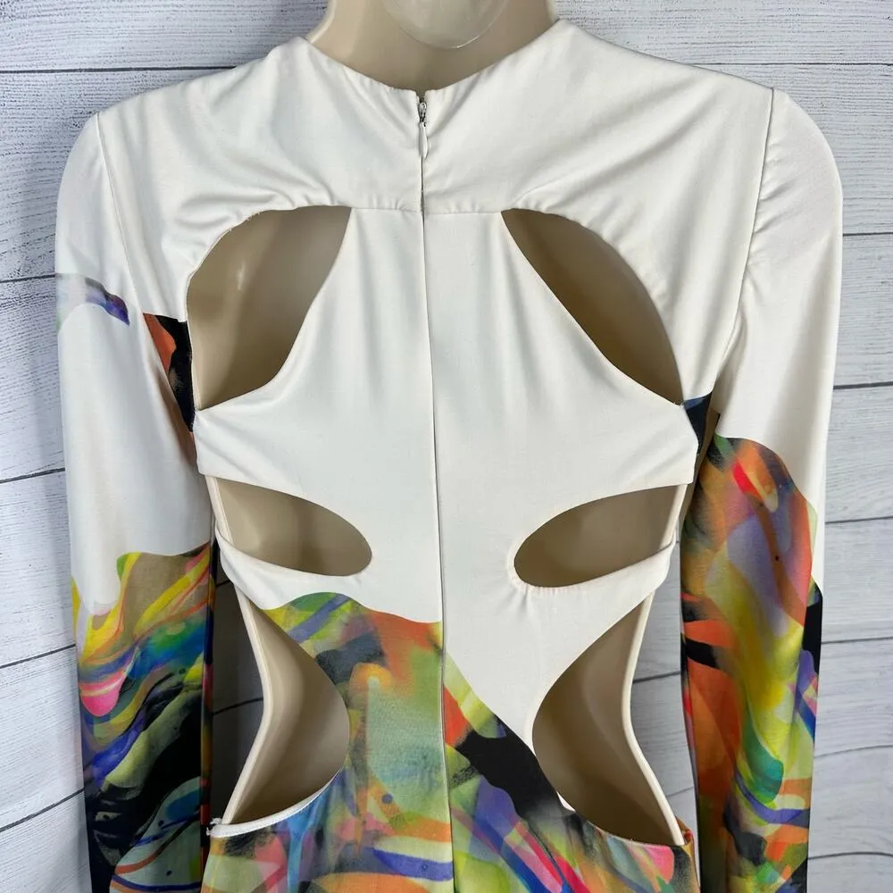 Jovani Womens size 0 Designer Cutout Prom Evening Miami Colorful Maxi Dress Rare - Image 7