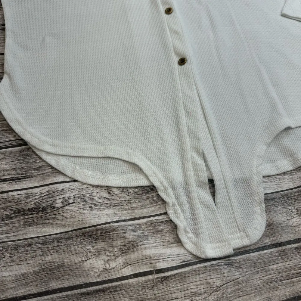 Unbranded Womens Sheer Front Tie Button Front V Neck White Cardigan M Med Medium - Image 6