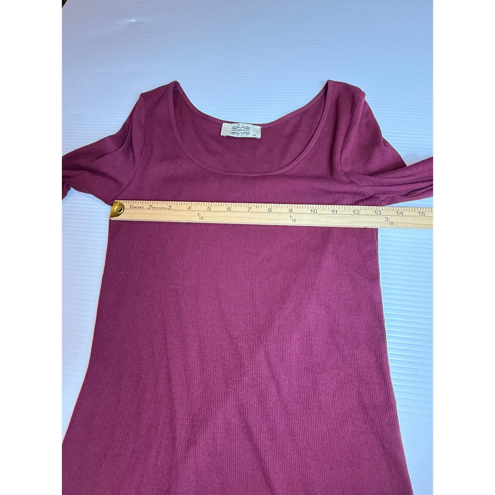 Anything Bling Boutique Dress Ribbed Long Sleeve Maroon Casual Medium - Image 4