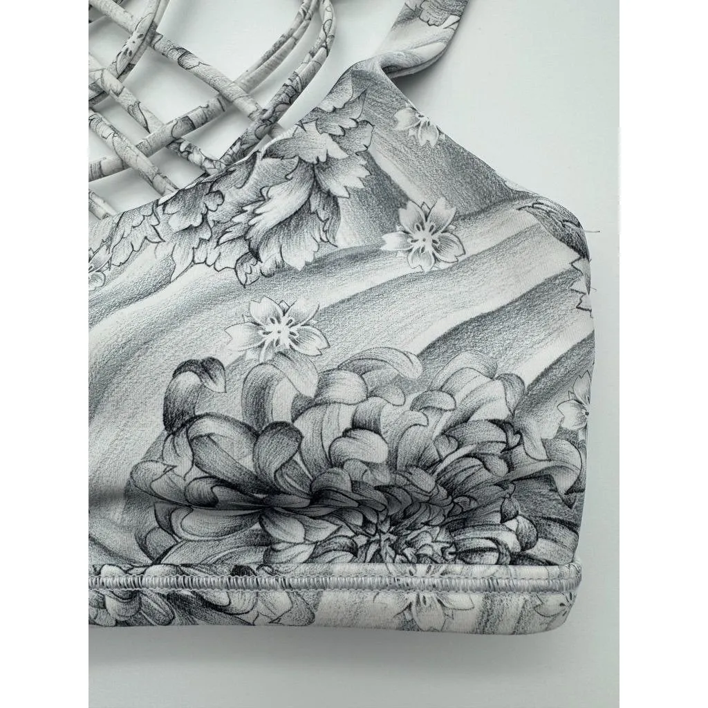 Lululemon Free To Be Sports Bra Wild Gray Floral Mini Twine Strappy Women's 4 - Image 5