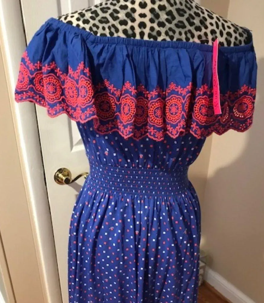 Lilly Pulitzer Kalama Off Shoulder Ruffle Smocked Dress Size XS blue New - Image 5