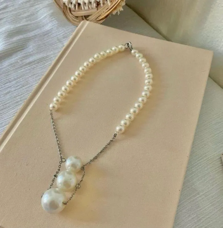 Pearl Drop Choker Necklace Vintage “Calais” Silvercore Classic  Remade - Image 6