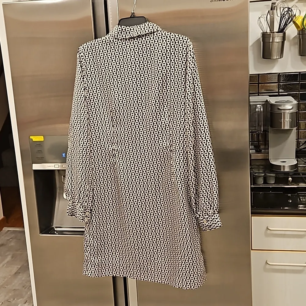 💕TORY BURCH💕 Long Sleeve Button Front Shirt Dress ~ 12 Geometric Chain Print - Image 2