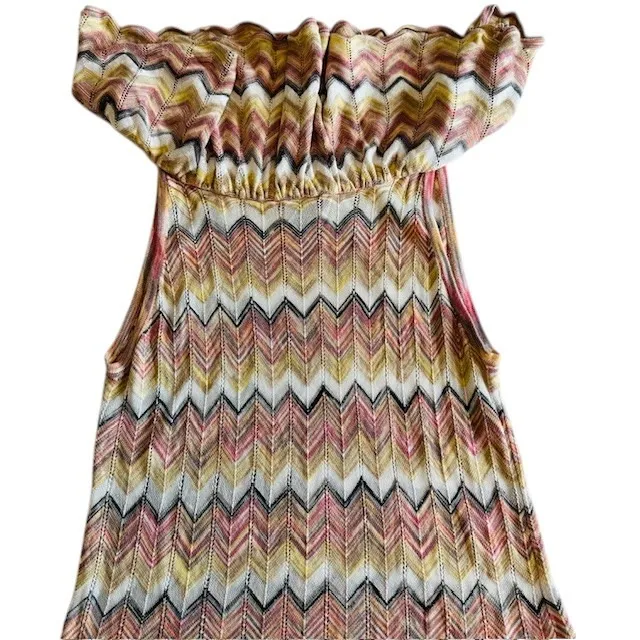 White House Black Market Knit Top Chevron Ruffle Sleeveless‎ Multicolor Size M - Image 10