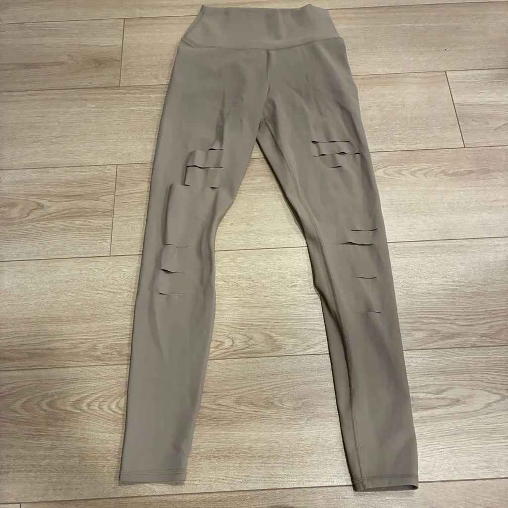 Alo Yoga Women’s Warrior Ripped Legging Tan High Waisted Ankle Size M - Image 2