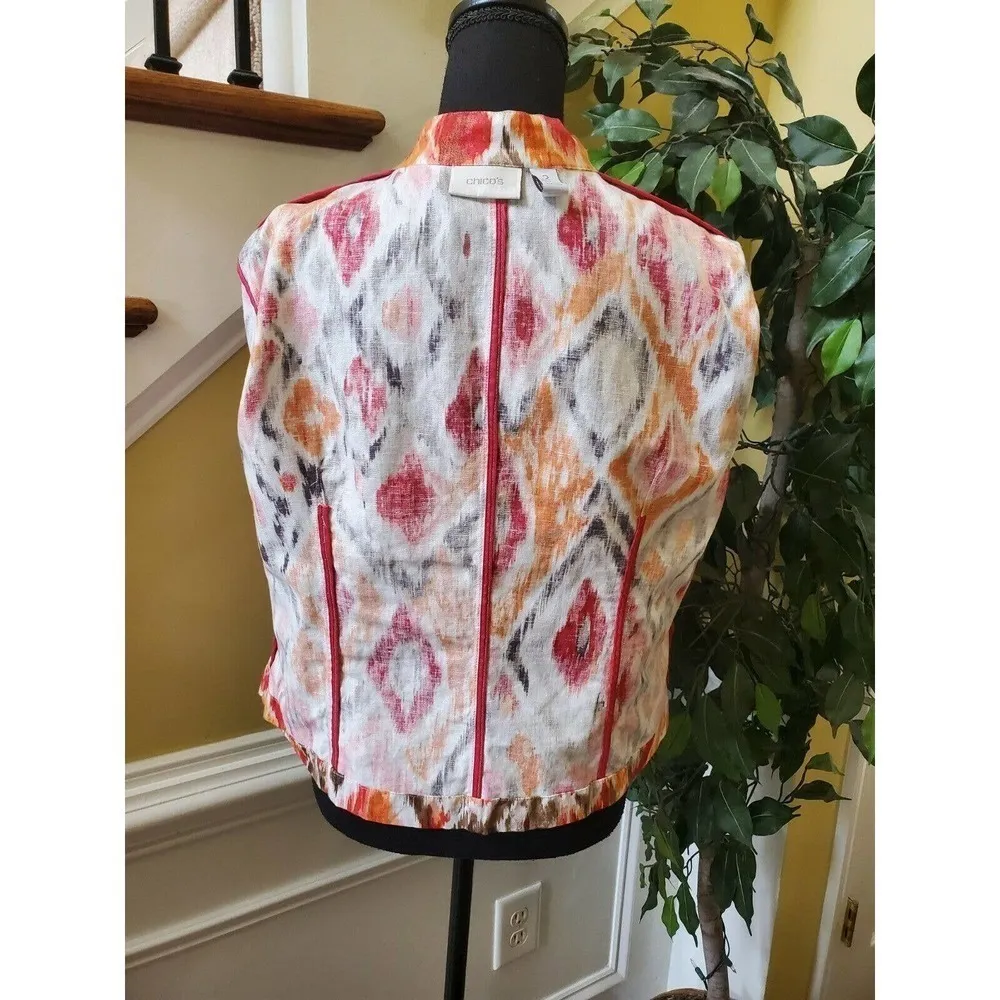 Chico's Cardigan Blazer Ikat Floral 2 Size 12 - Image 4