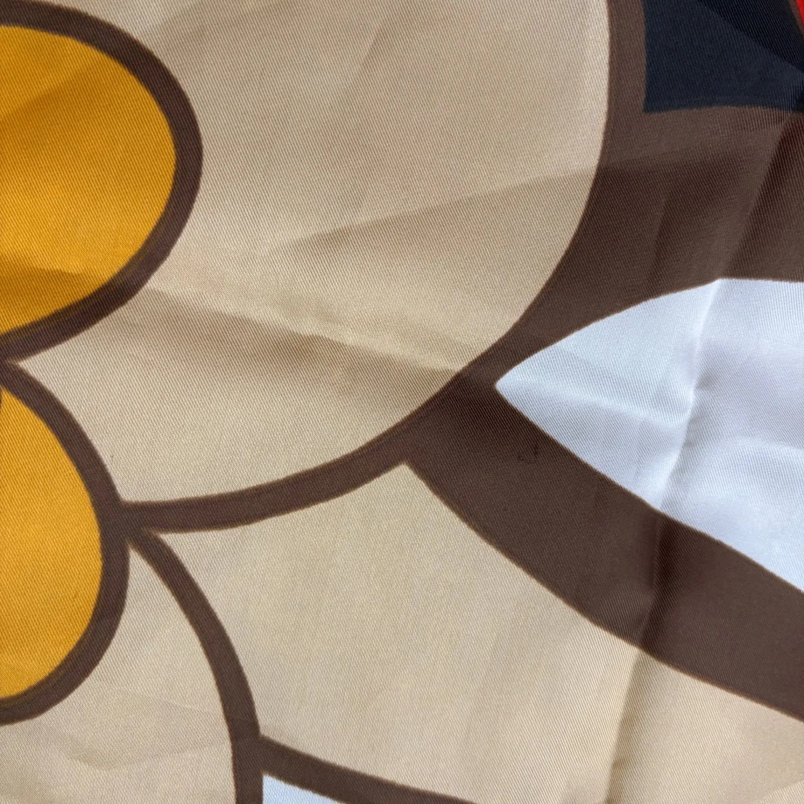 VTG Groovy Flower Square Scarf Black Orange Psychedelic Italy Made Trevira Retro - Image 9