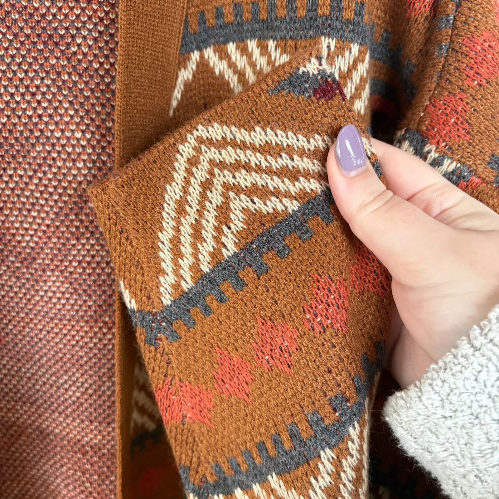 Savanna Jane Southwestern Sweater Brown Coastal Cowgirl Pattern Cardigan Large - Image 8