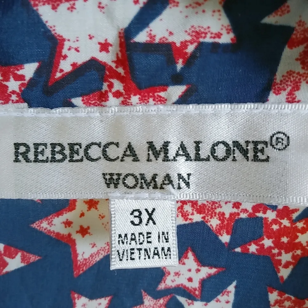 Rebecca Malone 3X Red White Blue Stars Top Plus - Image 3