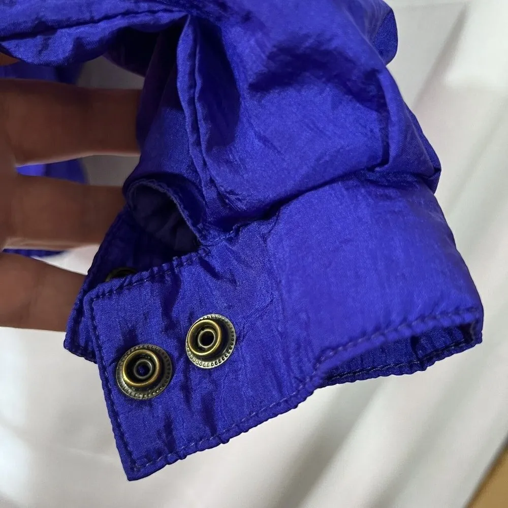 Vintage 80s Track Suit Womens Small Medium Blue‎ Jacket Ruched Pants Puffy Blue Size undefined - Image 9