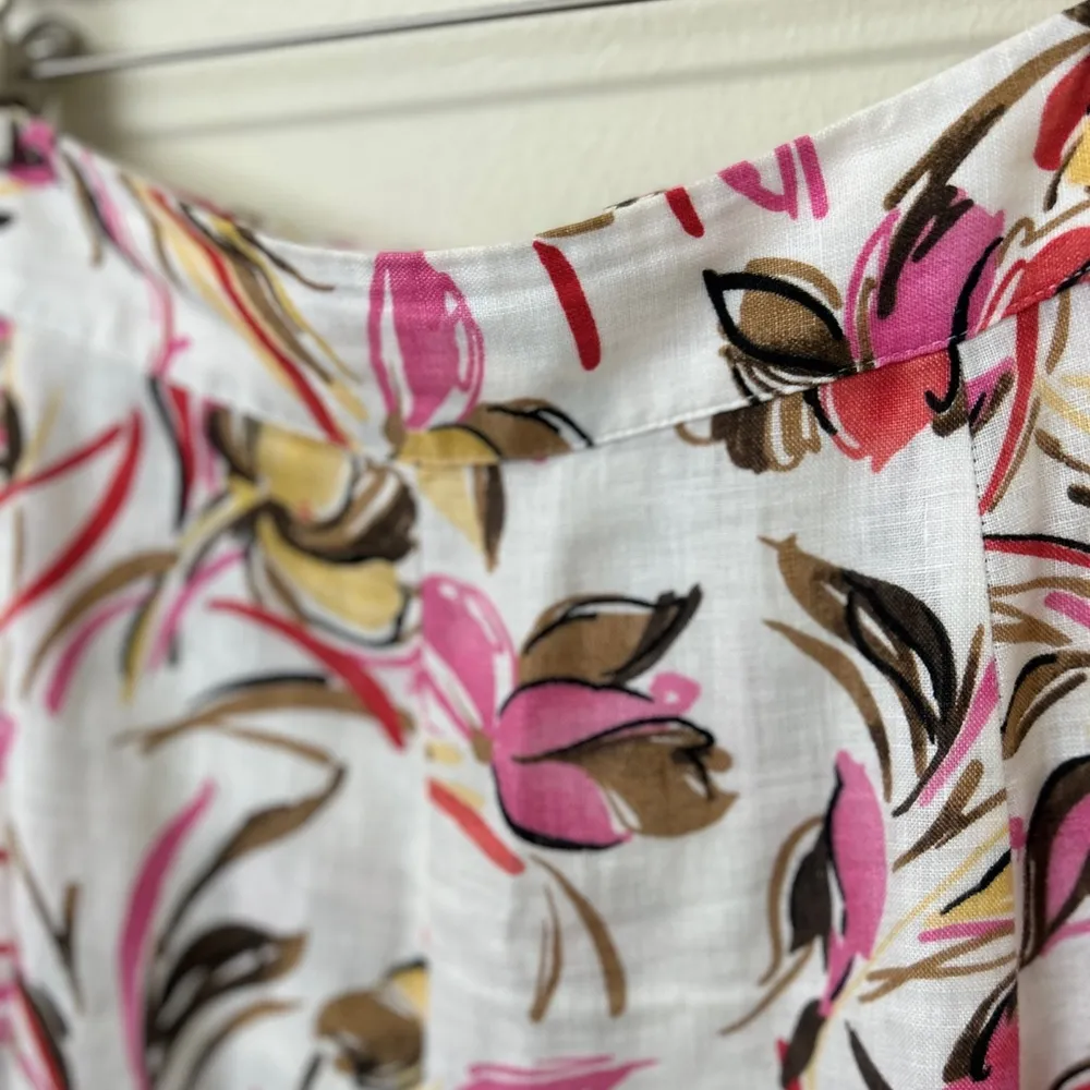 JM Collection 100% Linen long floral A-Line Midi side zip Skirt size 14 - Image 9