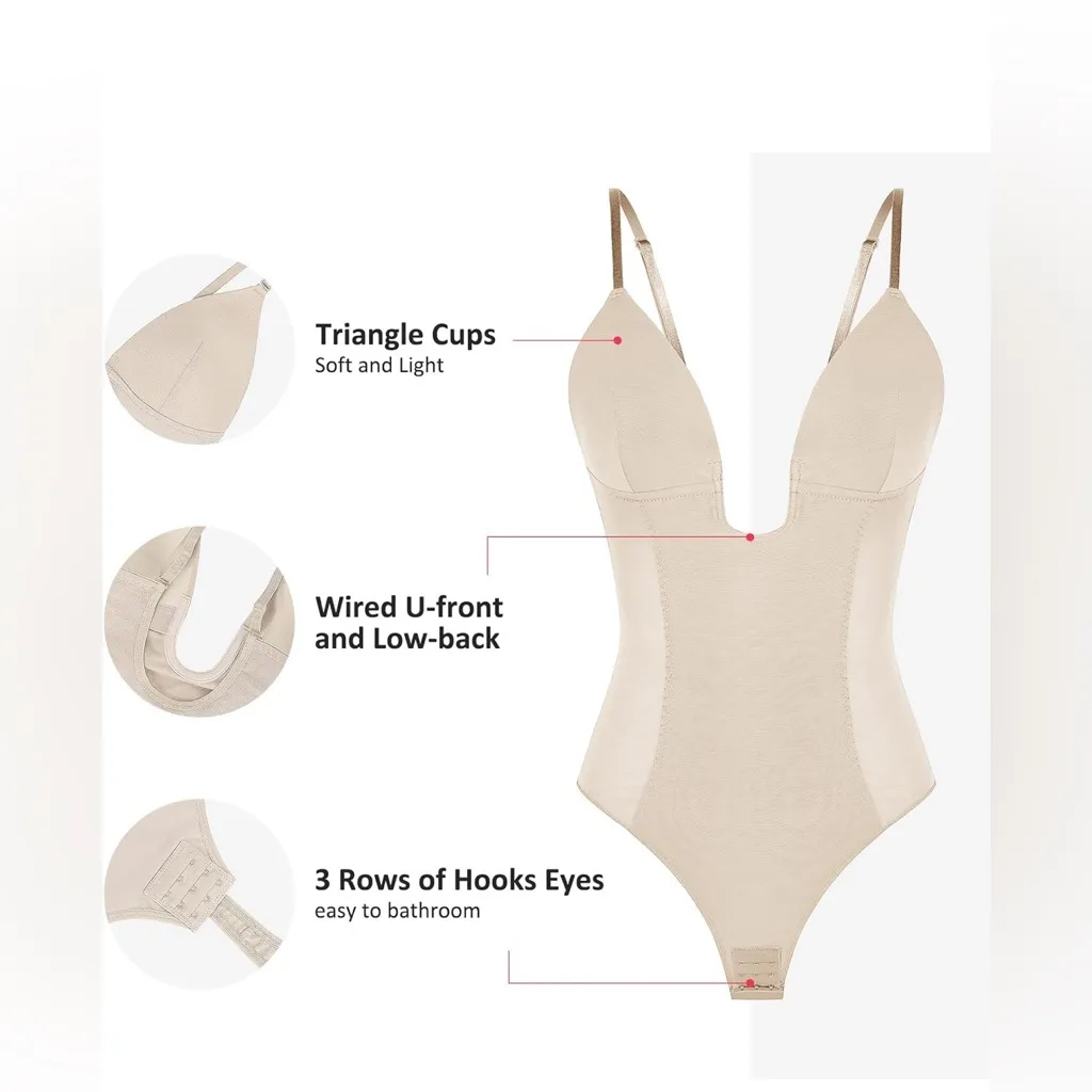FeelinGirl Thong Shapewear Bodysuit size S NWT Tan - Image 8