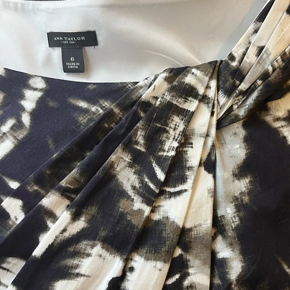 Ann Taylor Sheath Dress Sleeveless Black Cream Abstract Floral Women’s Size 6 - Image 11