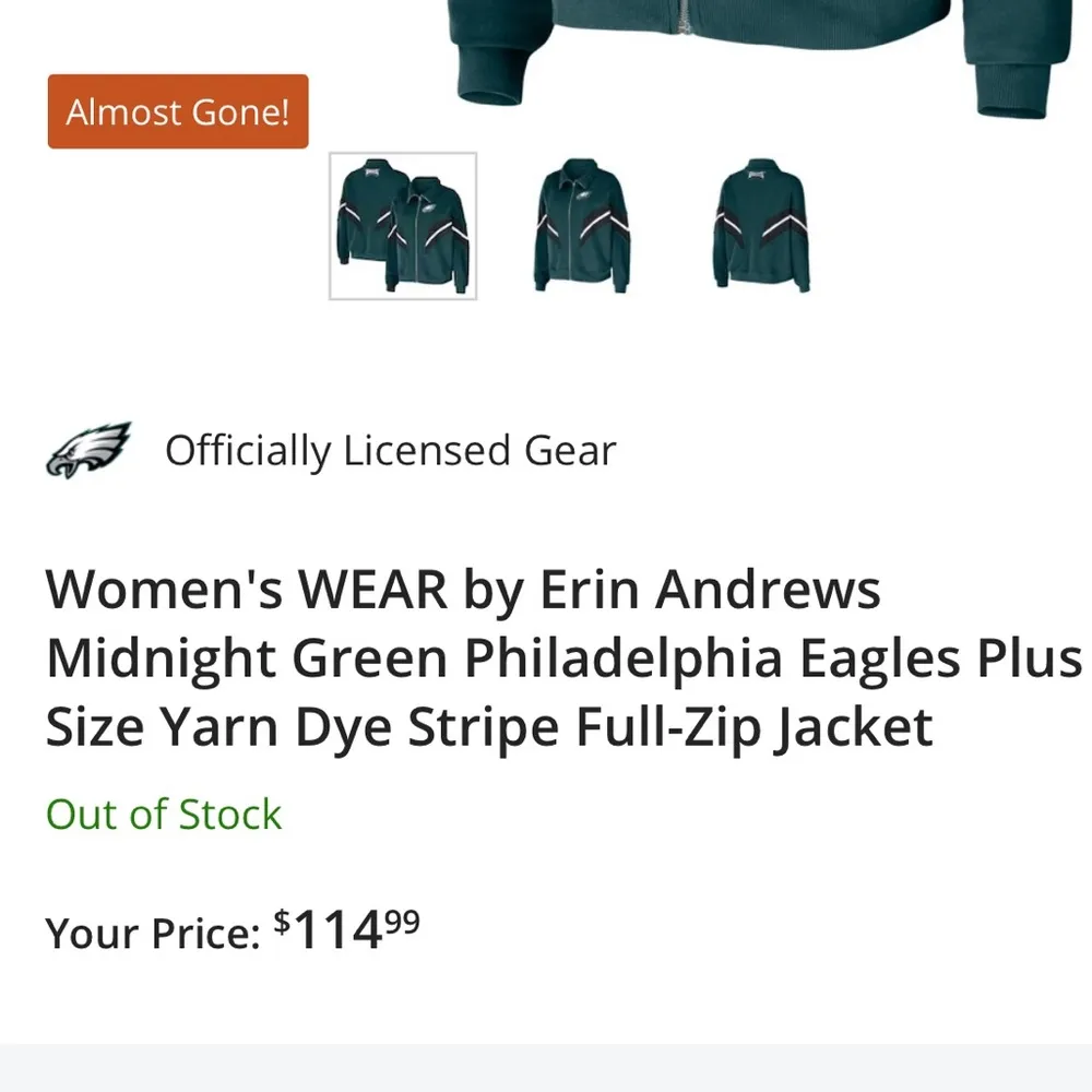 NY Jets Women’s Sweatshirt WEAR by Erin Andrews Medium Green Football - Image 4