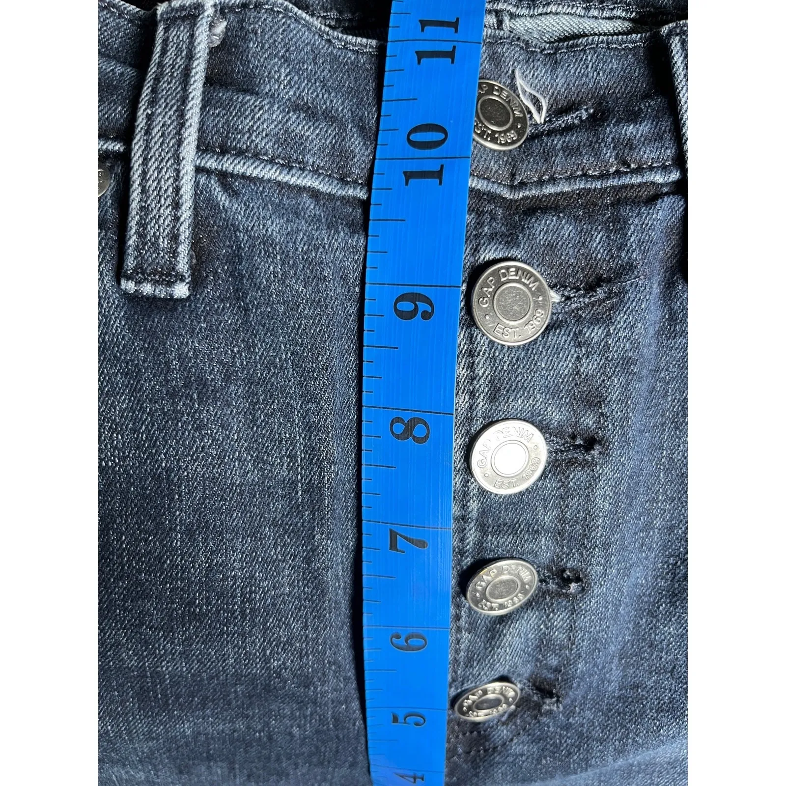 GAP 70s Retro Wide Leg Jeans 8/29 High Rise Dark Wash‎ Button Fly Flare - Image 8