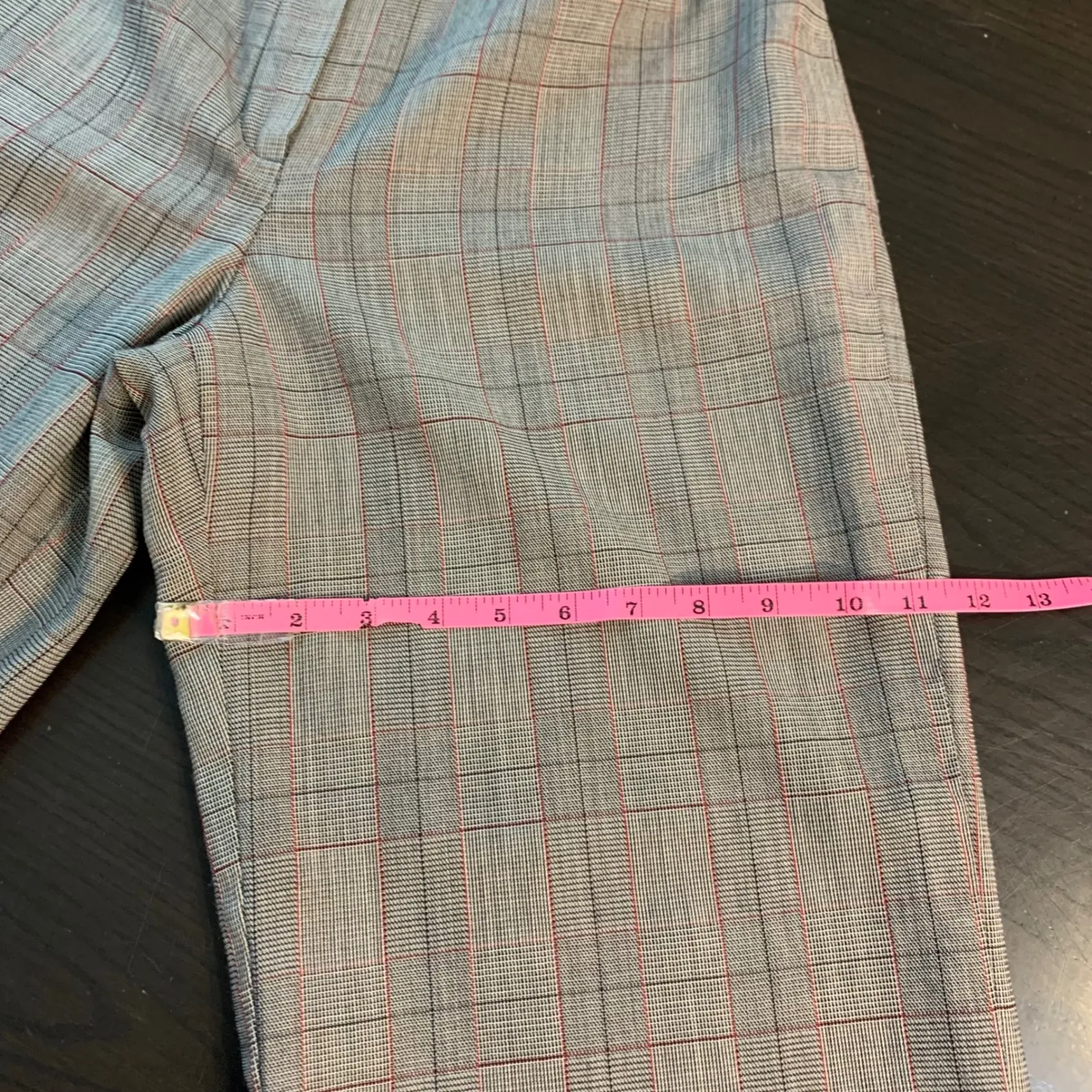 VTG CARLISLE Plaid Wool Blend Retro Trouser 8 Gray Red Classic Career Pants READ - Image 13