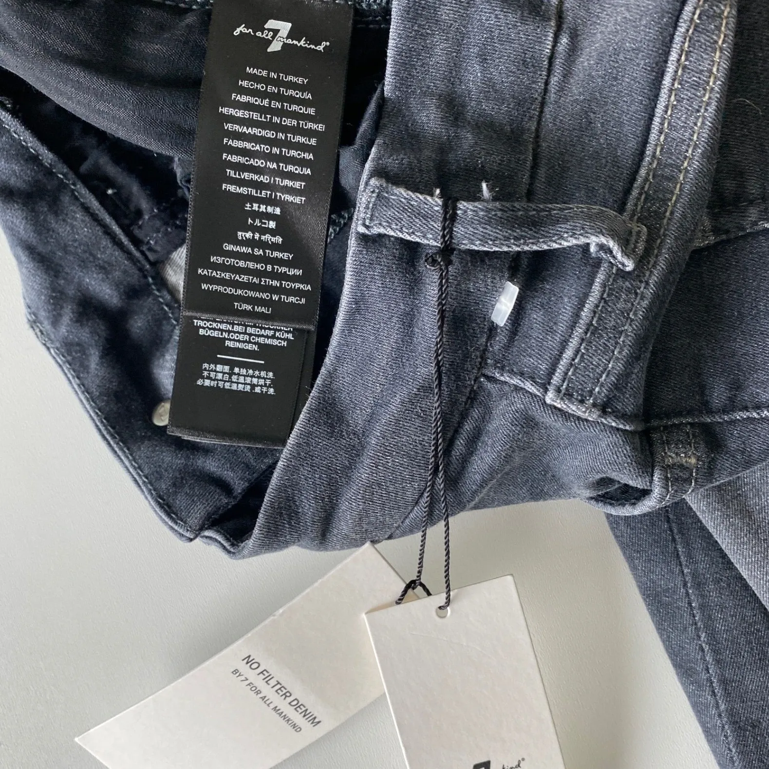 7 For All Mankind Ultra High Rise Flare Jeans No Filter Denim Black Wash 25 NWT - Image 6