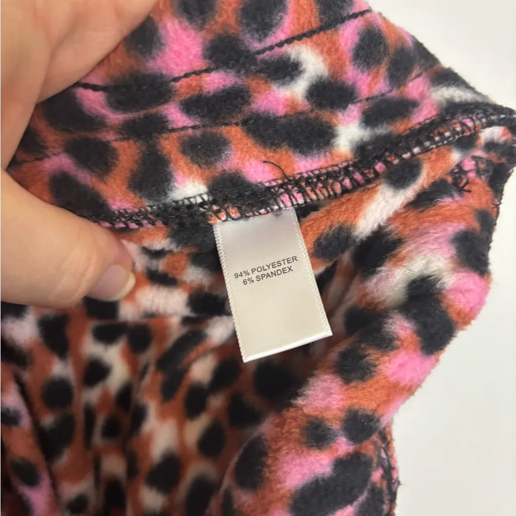 Cuddl Duds Pink Black Leopard Print Fleece Cozy Pajama Lounge Jogger Pants - Image 7