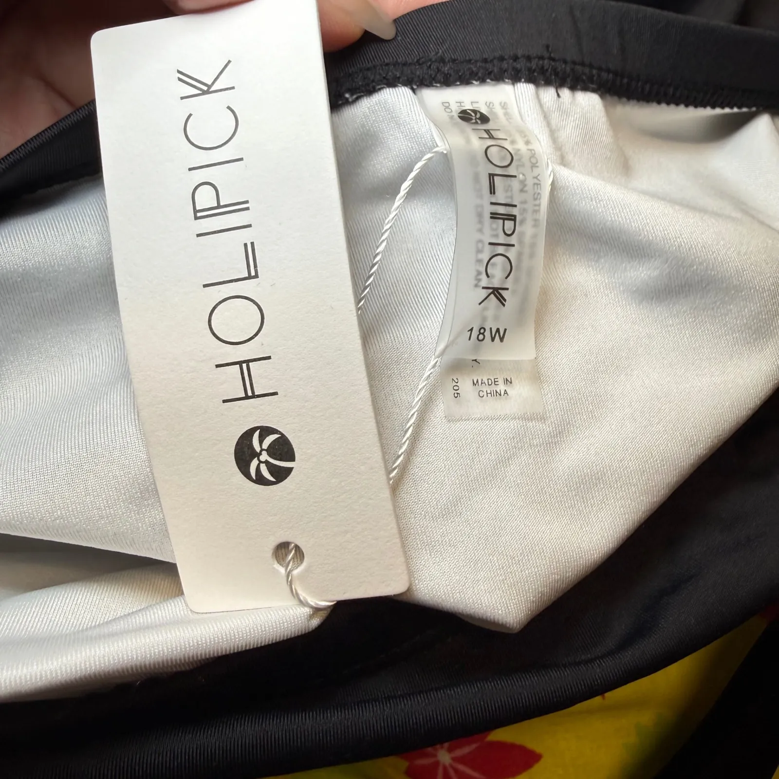 HOLIPICK Strapless One Piece Swimsuit Black White Sleek Chic Preppy 18W NEW - Image 3