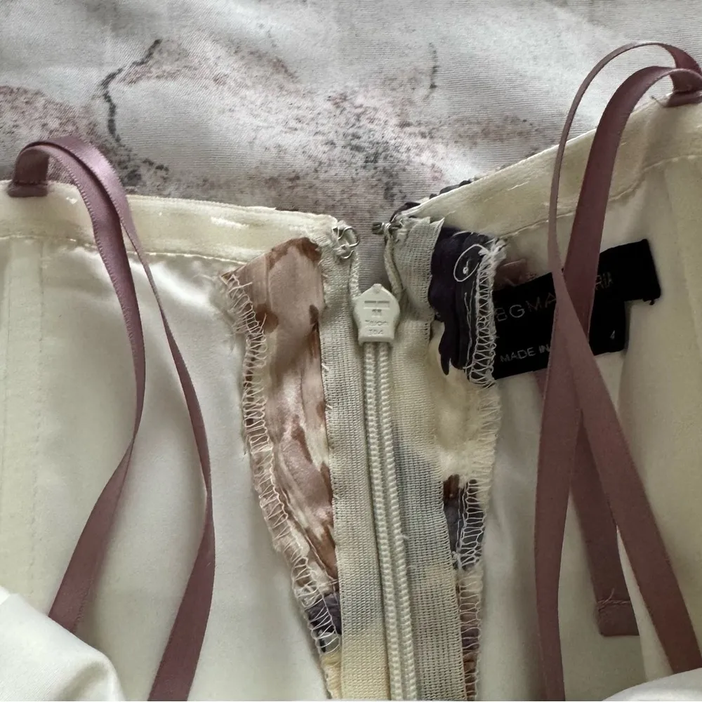 BCBG Maxazria 100% silk floral strapless fit & flare mini dress, size 4 party - Image 7