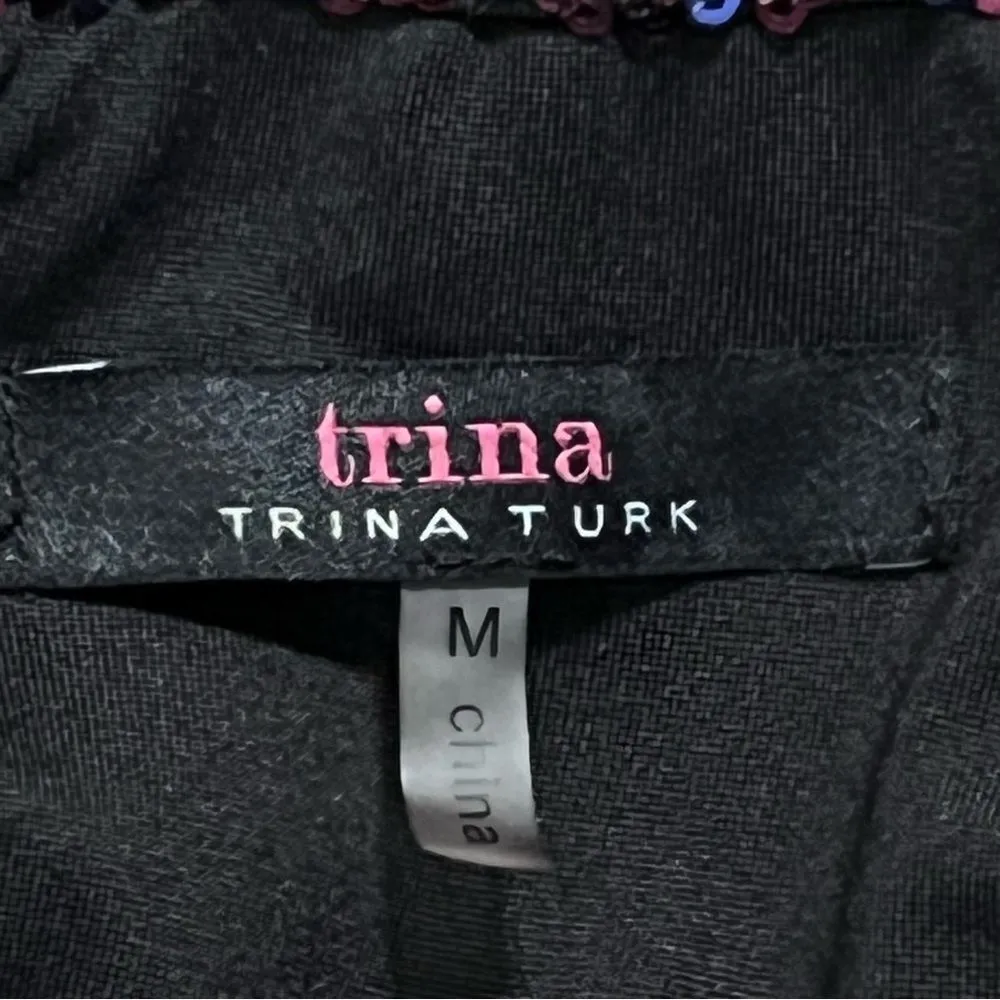 Trina Turk JuJu Sequin Dress Black Multi M Glam Party Cocktail Event Maximalist - Image 10