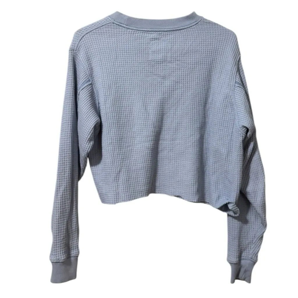 Aerie Waffle Knit Cropped Top Size XXS Long Sleeve Athleisure Preppy‎ Loungewear - Image 2