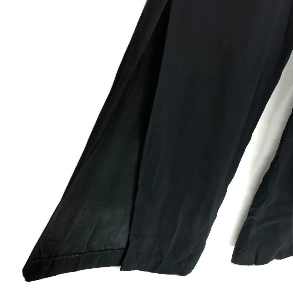 L'Agence Sleeveless Tuxedo Jumpsuit Belted Pockets Wide Leg Slit Black 2 - Image 3