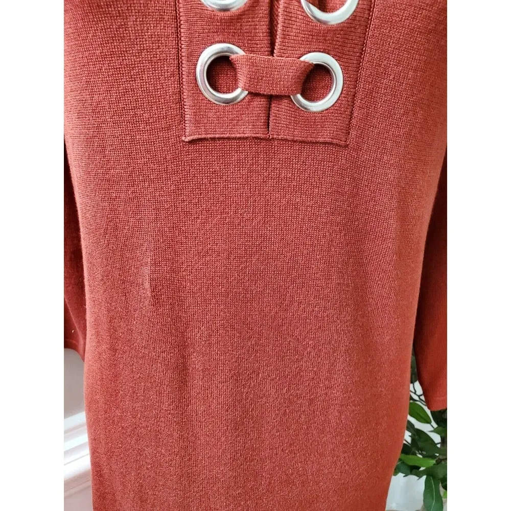 Inner Circle Women's Rayon Round Neck Long Sleeve Knee Length Dress Size X - Image 3