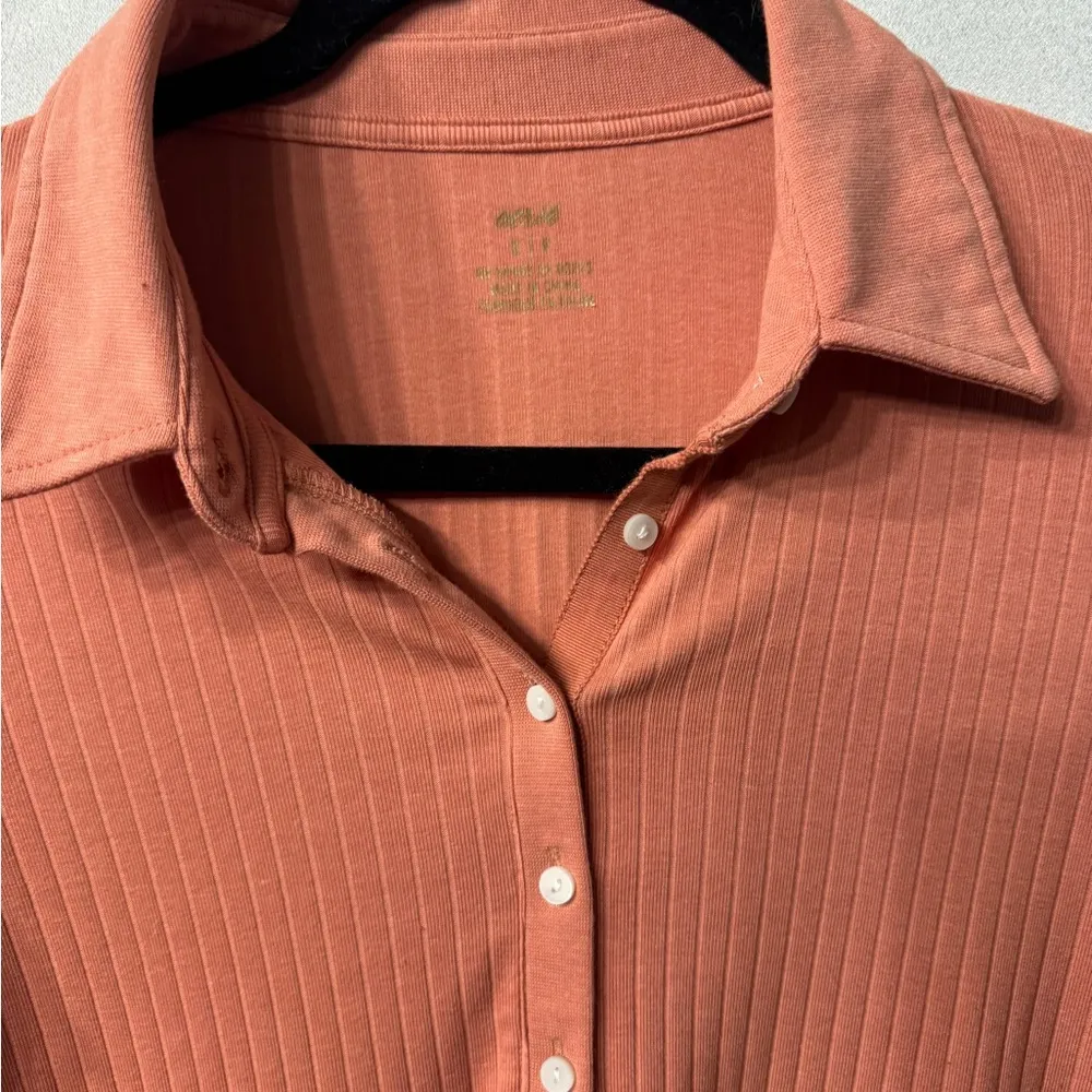 Aerie ribbed Henley dress with collar, size small, orange, brand new! - Image 5