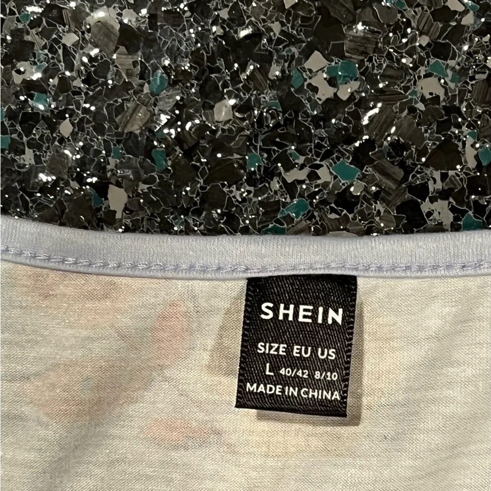 Women’s Shein Blue Floral Maternity Large Short Sleeve Top Shirt Size undefined - Image 3