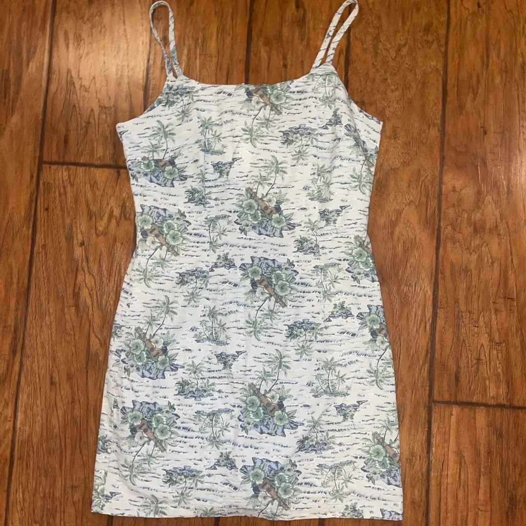 Aqua Blues Vintage 90s mini dress spaghetti straps Woman’s 9 SEE measurements Green Size undefined - Image 3