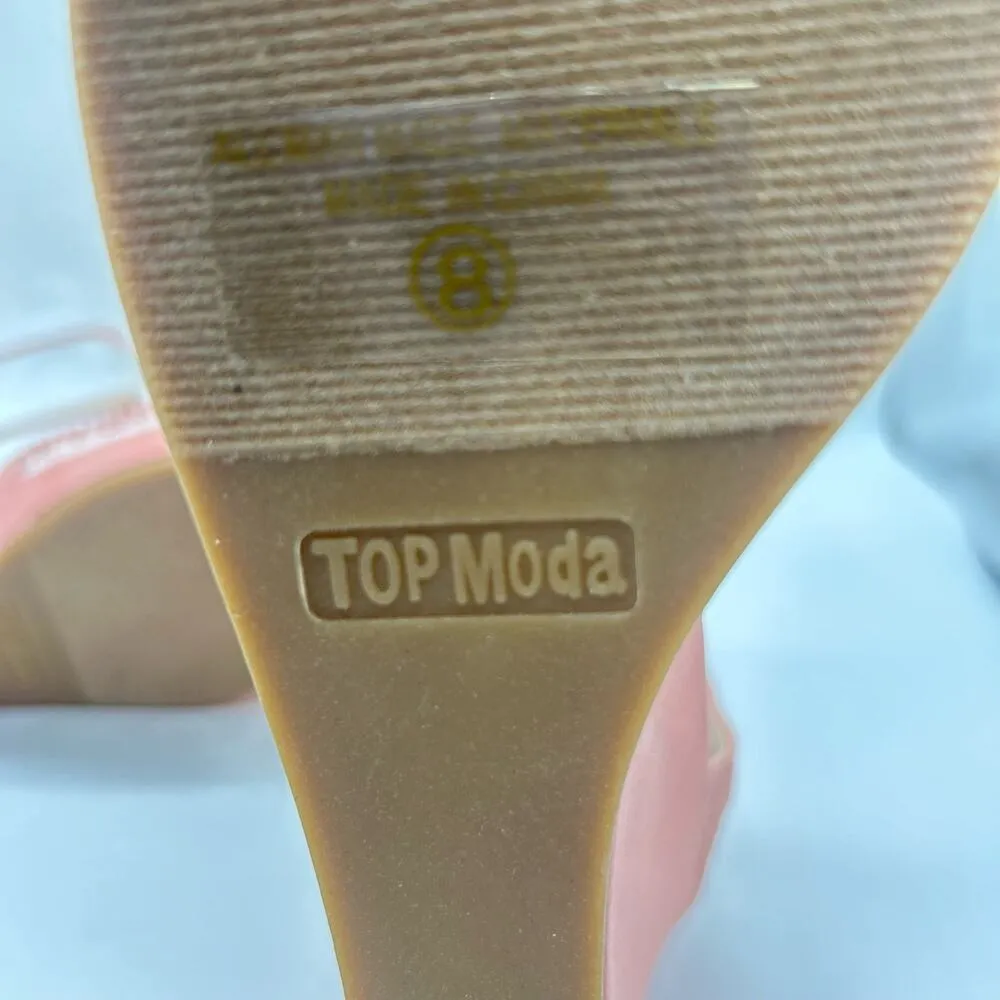 Top Moda Sandal Womens 8 Pink Rhinestone Strappy Lace Sandal NEW‎ - Image 9