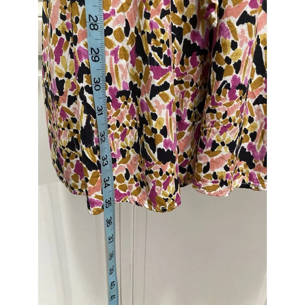 Collective Concepts Mustard Pink White Abstract Ruffle Cap Sleeve Dress Size S - Image 6