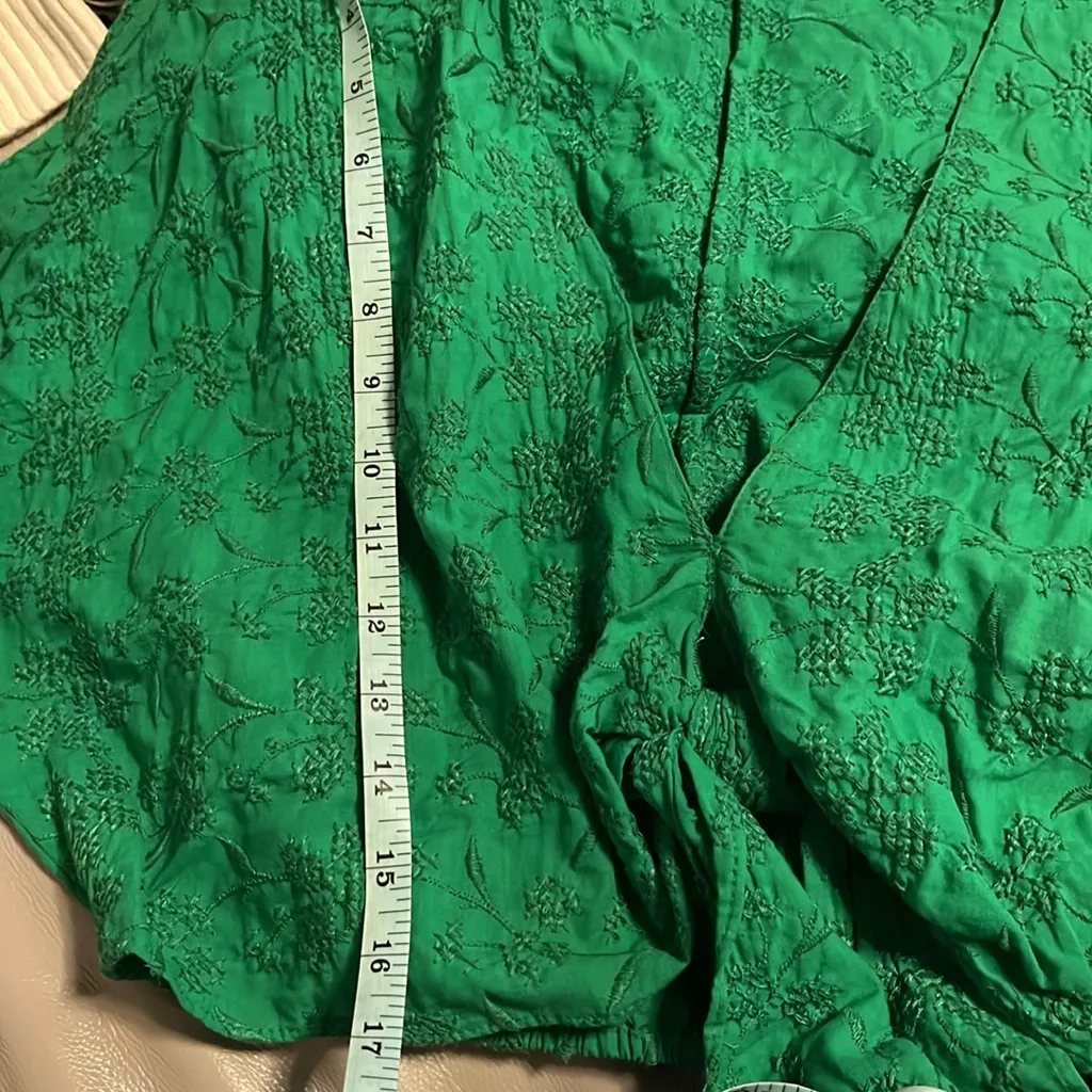 Zara Bright Green st Patrick’s Embroidered Stitch Boho Top - Image 11