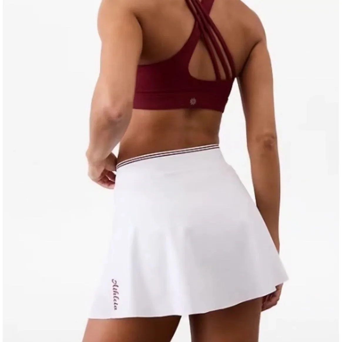 NEW Athleta Ace Advantage Tipped 13 1/2" Tennis Skort White Red‎ Women Size XXS - Image 2