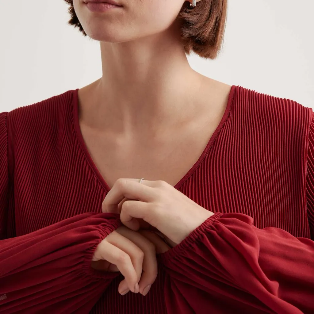 NEW Quince Chiffon Pleated V - Image 3