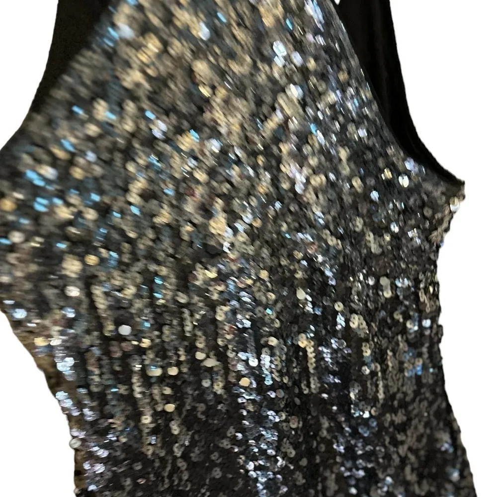 Maner Women's L Sparkly Sequin Ombré Halter Party Dress Multicolor Black Size L - Image 10